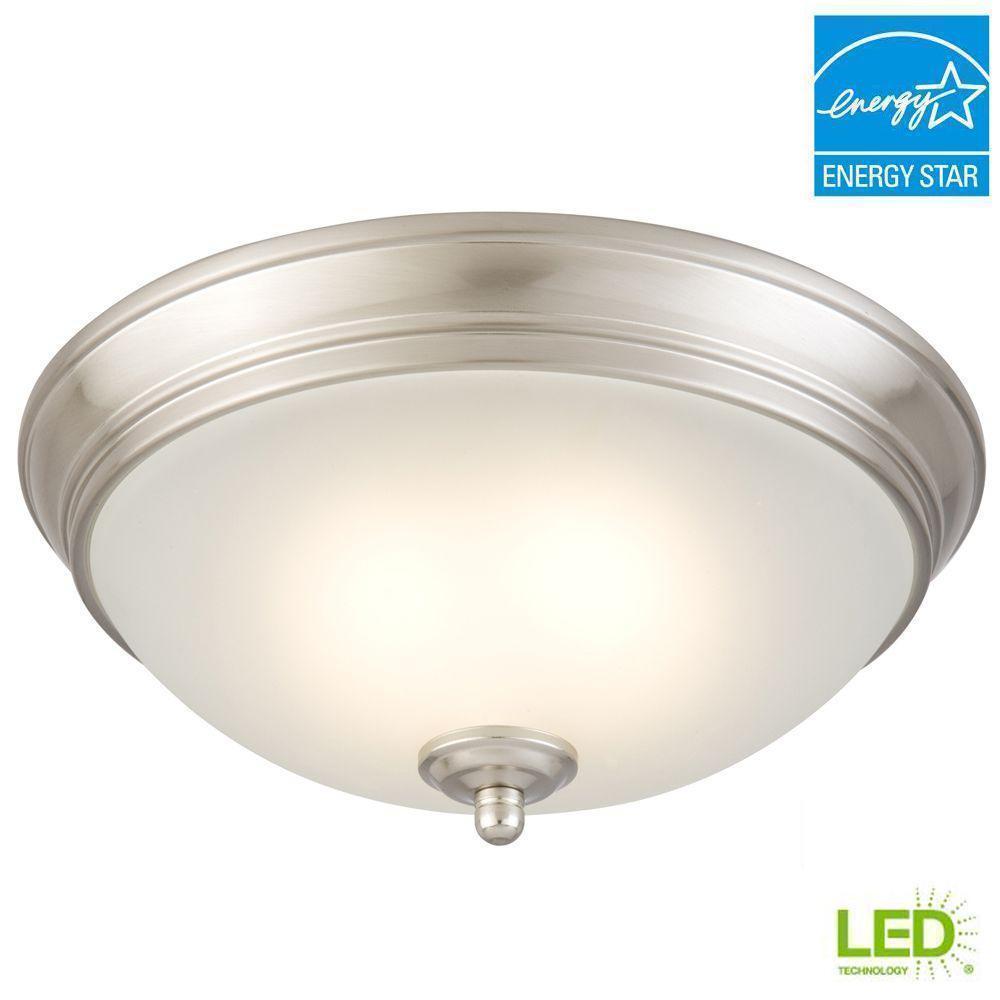 Brushed nickel LED ceiling light with frosted white glass shade *damaged box*-Lighting-Tool Mart Inc.