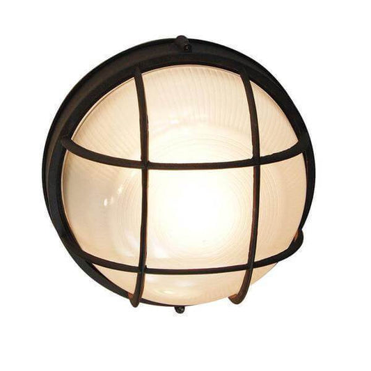 Bulkhead 1-Light Outdoor Black Wall or Ceiling Mounted Fixture with Frosted Glass Damaged Box-outdoor lighting-Tool Mart Inc.
