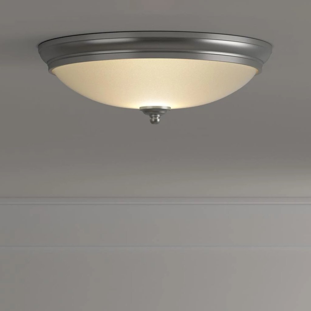 Commercial Electric 13 in. 60-Watt Equivalent Brushed Nickel Integrated LED Flush Mount with White Glass Shade Damaged Box-light-Tool Mart Inc.