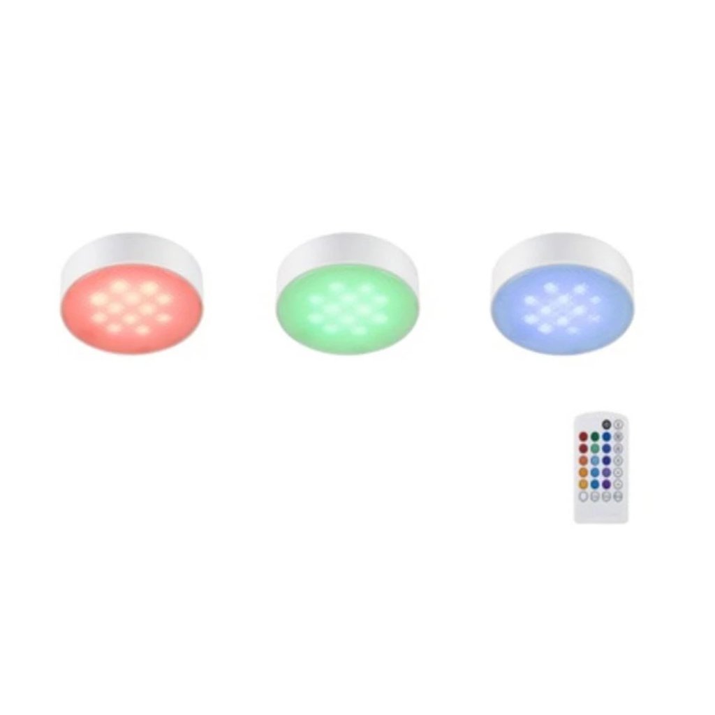 Commercial Electric 3 Light LED White RGB Color Changing Puck