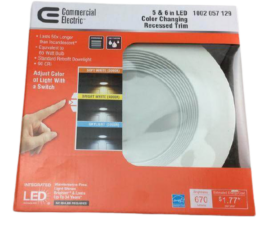 Commercial Electric 5 and 6 in LED Color Changing Recessed Trim Damaged Box