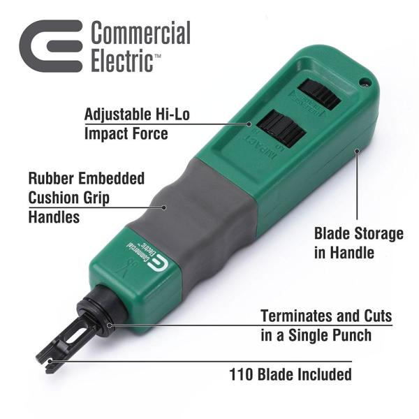 Commercial Electric Impact Punch Down Tool with 110 Blade