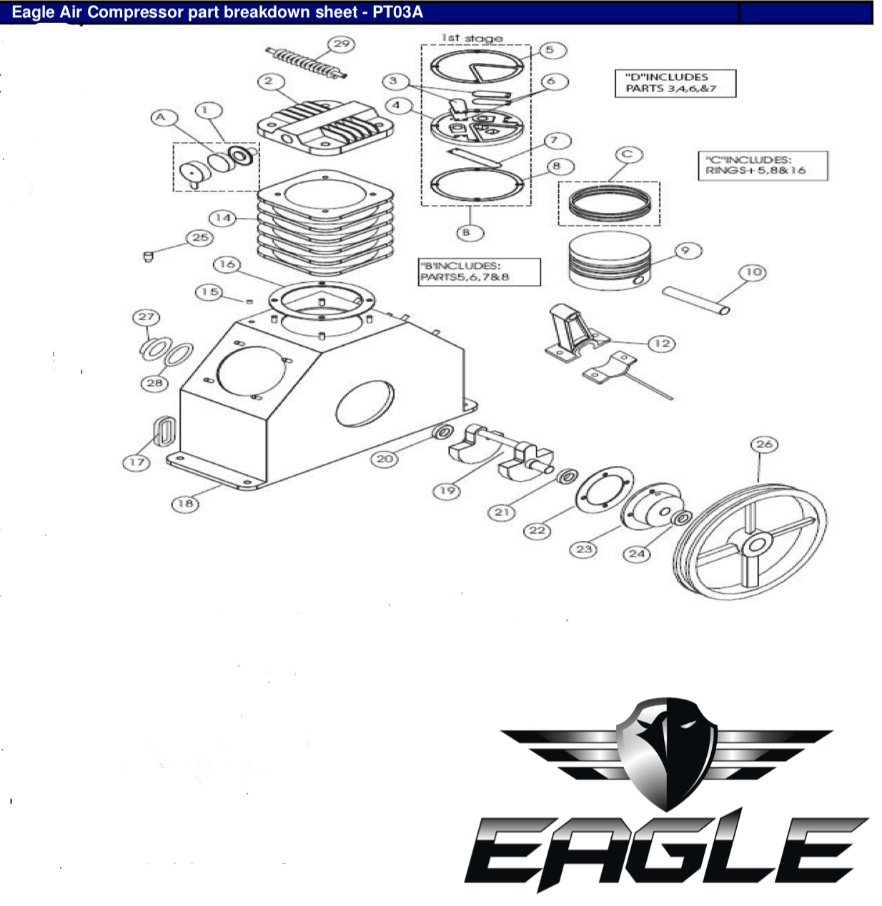 Compressor with Flywheel (PT03A)-air compressor parts-Tool Mart Inc.