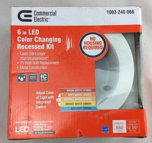 Easy-Up 6 in. Deep Baffle Color Selectable Canless LED Recessed Kit Damaged Box-recessed fixtures-Tool Mart Inc.