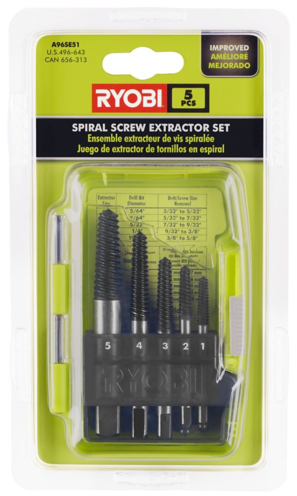Ryobi Spiral Screw Extractor Set (5-Piece) Damaged Box