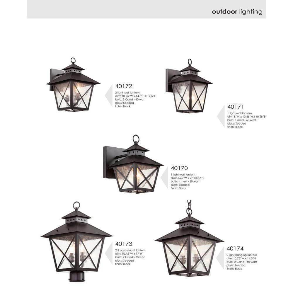 Farmhouse 2-Light Outdoor Black Post Top Lantern with Seeded Glass Damaged Box-outdoor lighting-Tool Mart Inc.