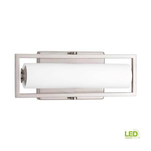 Frame Collection 15-Watt Brushed Nickel Integrated LED Bathroom Vanity Light with Glass Shades Damaged Box-vanity lights-Tool Mart Inc.