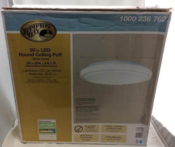 Functional Style 20 in. Round White 150 Watt Equivalent Integrated LED Flush Mount (Bright/Cool White, Dimmable) Damaged Box-Lighting-Tool Mart Inc.