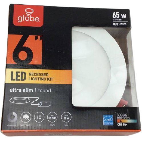 Globe Electric 6 Inch LED Integrated Ultra Slim Recessed Lighting Kit Damaged Box