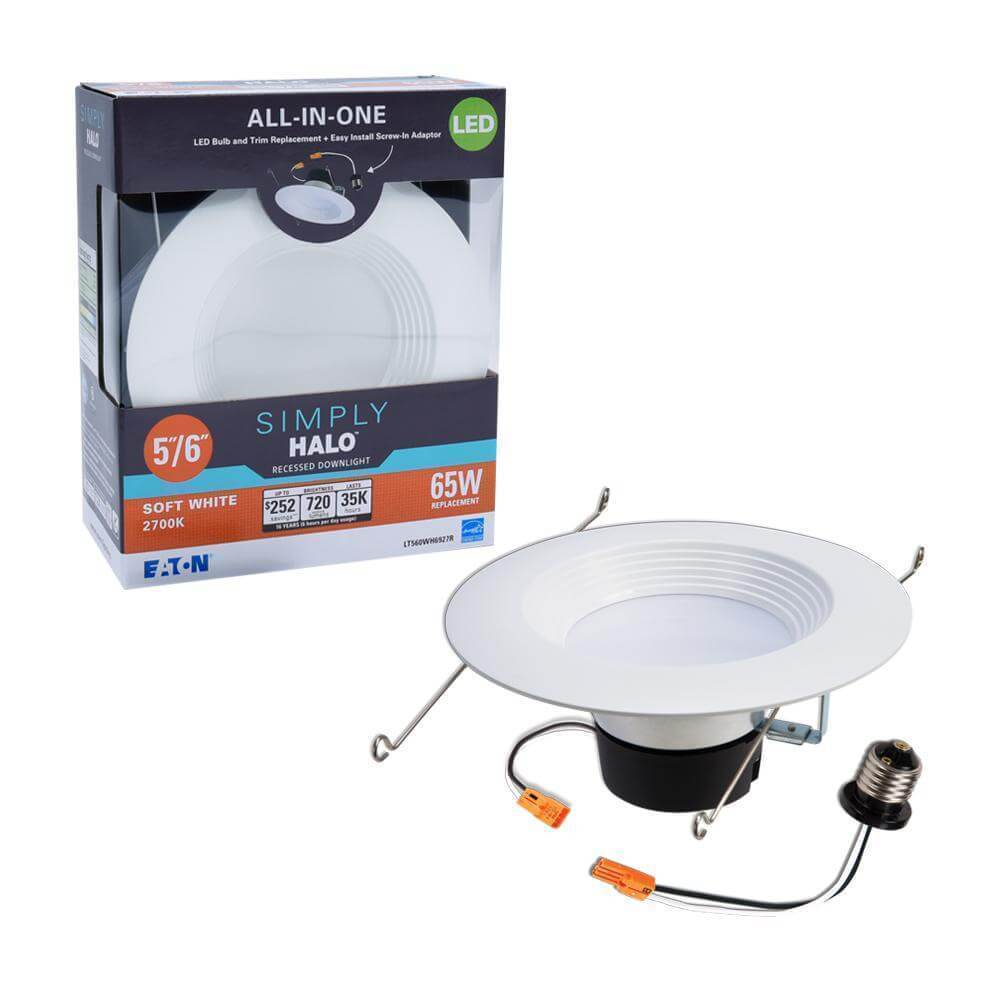 Halo LT 5 in. and 6 in. White Integrated LED Recessed Ceiling Light Retrofit Trim at 2700K Warm White Damaged Box-recessed fixtures-Tool Mart Inc.