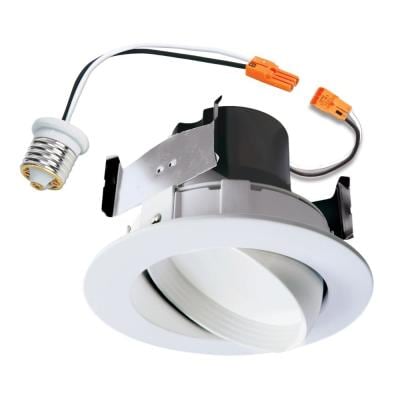 Halo RA 4 in. White Integrated LED Recessed Light Adjustable Gimbal Retrofit Trim with Selectable Damaged Box
