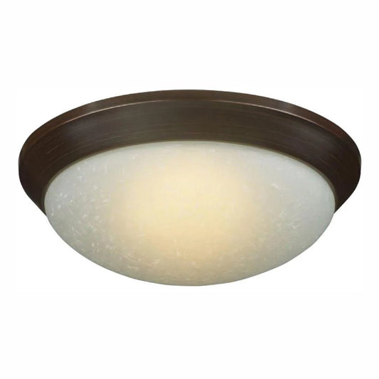 Hampton Bay 12.7 in. 120-Watt Equivalent Oil-Rubbed Bronze Integrated LED Flush Mount with Etched Linen Glass Shade Damaged Box-light-Tool Mart Inc.
