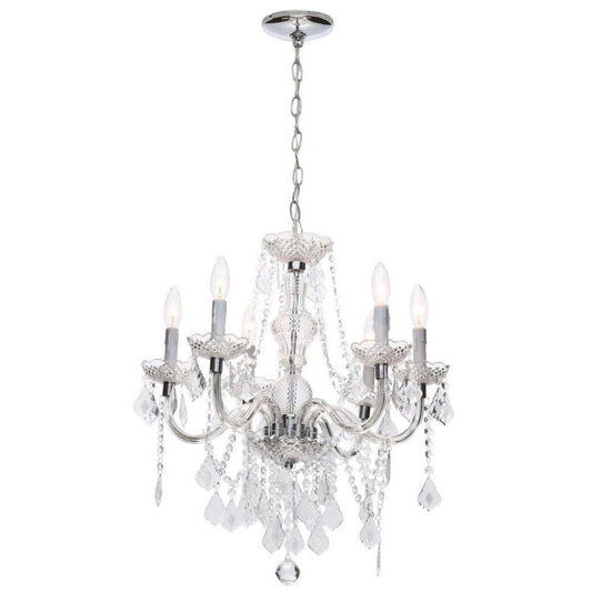 Hampton Bay 6-Light Chrome and Acrylic Maria Theresa Chandelier Damaged Box-light-Tool Mart Inc.