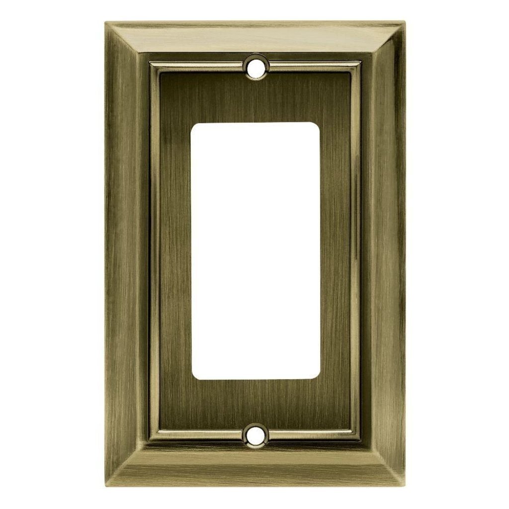 Hampton Bay Architectural Decorative Single Rocker Switch Plate, Antique Brass Damaged Box-outlets, switches, & plates-Tool Mart Inc.