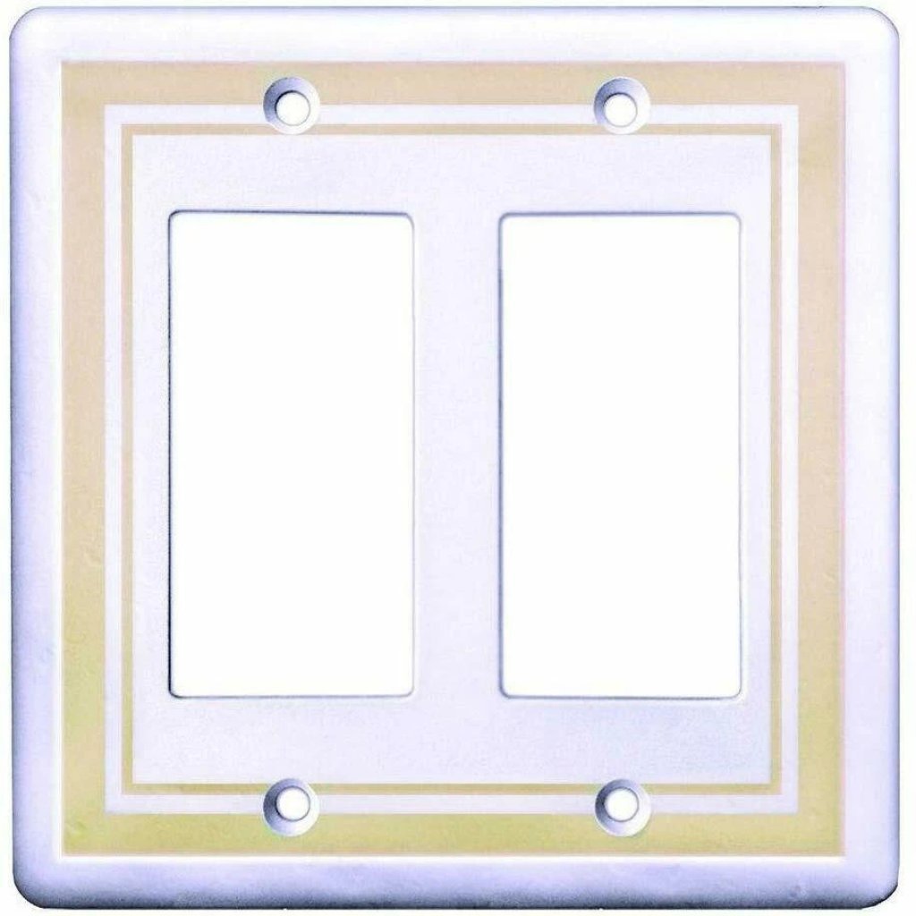 Hampton Bay Cast Stone Finish, 2-Gang Rocker Light Switch/GFCI Cover Plate Damaged Box-outlets, switches, & plates-Tool Mart Inc.