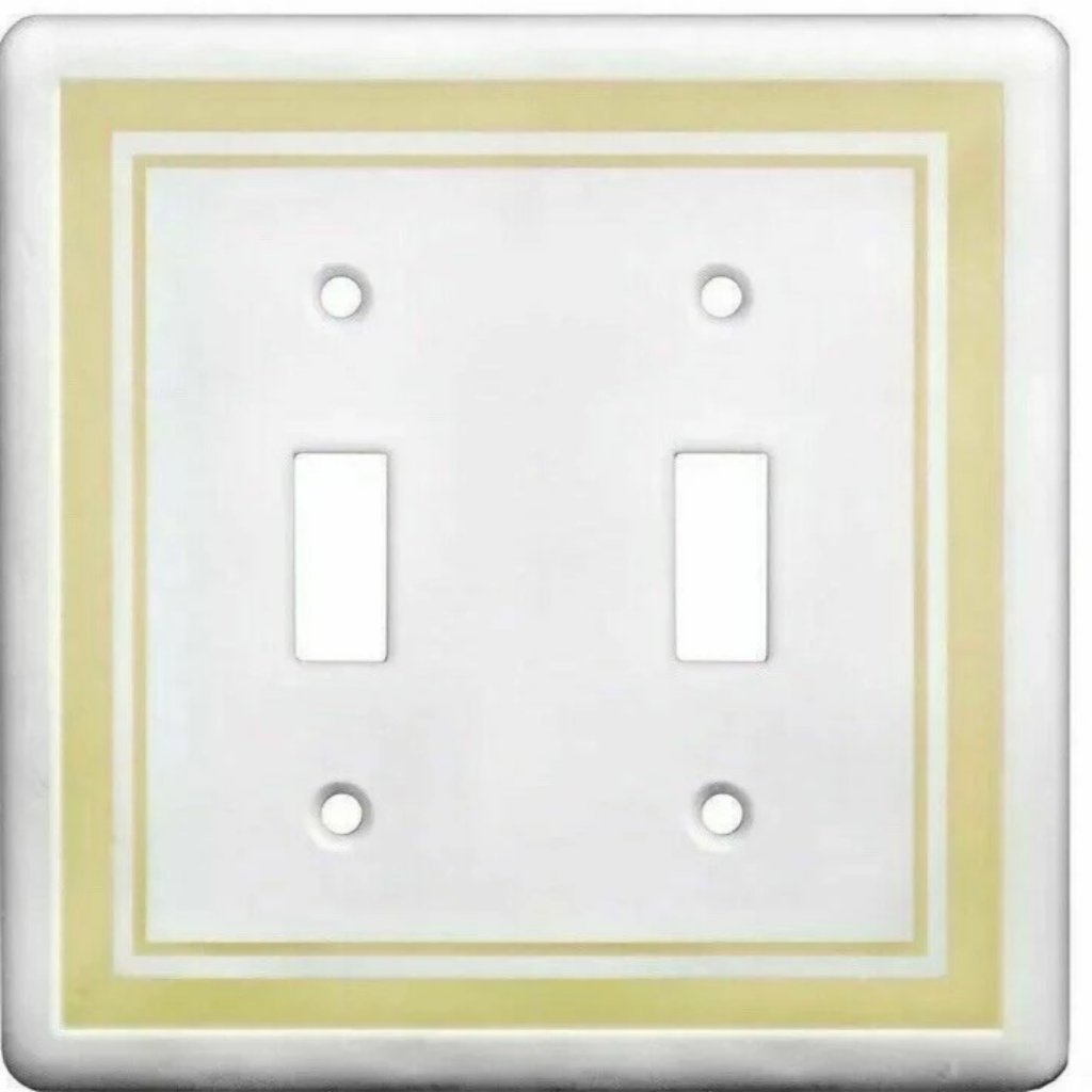 Hampton Bay Cast Stone Finish 2-Gang Toggle Light Switch Cover Plate Damaged Box-outlets, switches, & plates-Tool Mart Inc.