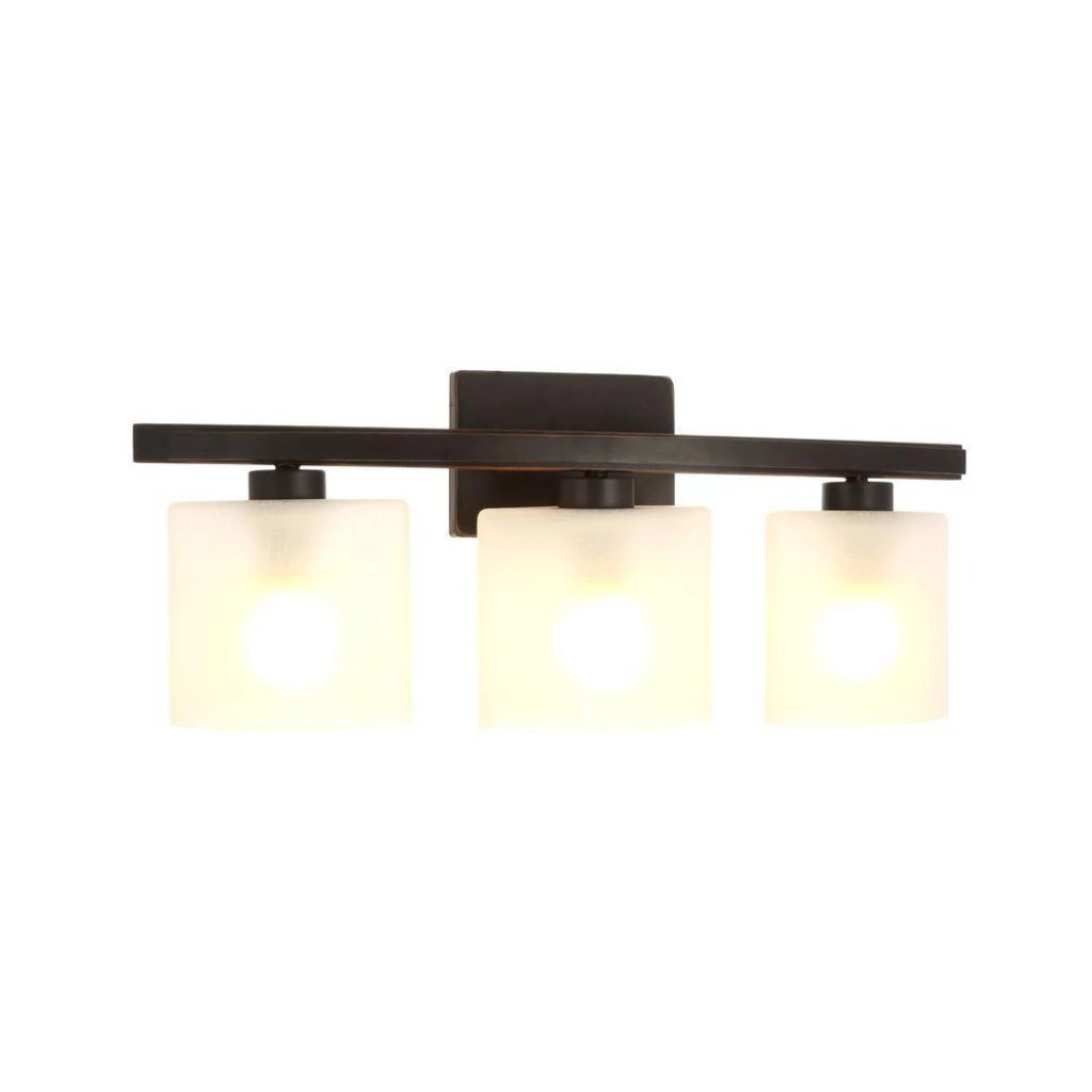 Hampton Bay Ettrick 3-Light Oil-Rubbed Bronze Sconce with Hand Pained Glass Shades Damaged Box-light-Tool Mart Inc.