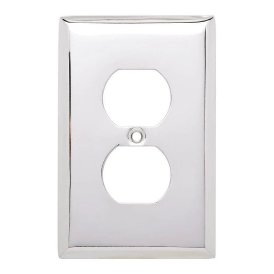 Hampton Bay Stamped Square Decorative Single Duplex Outlet Cover, Polished Chrome Damaged Box-outlets, switches, & plates-Tool Mart Inc.