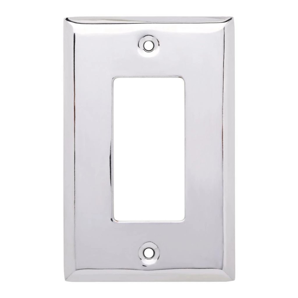 Hampton Bay Stamped Square Decorative Single Rocker Switch Plate, Polished Chrome Damaged Box-outlets, switches, & plates-Tool Mart Inc.