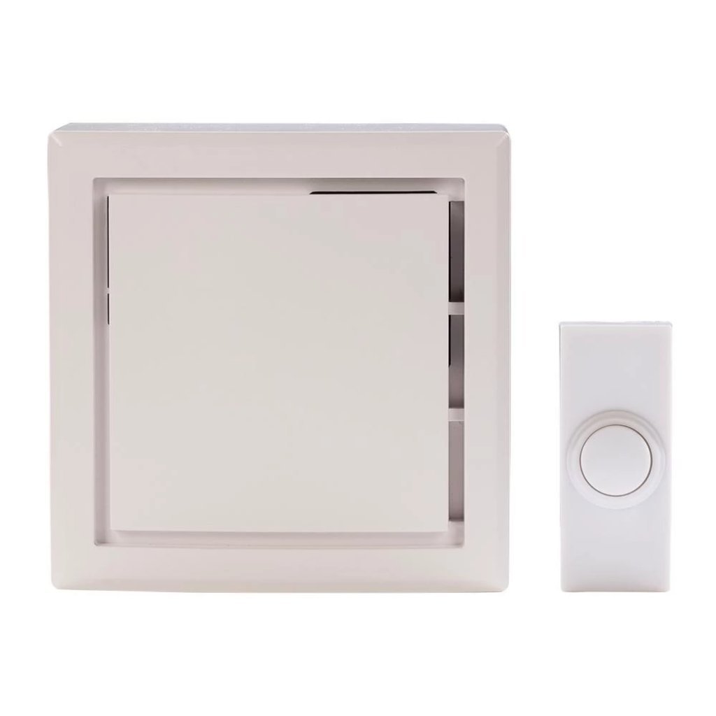 Hampton Bay Wireless Plug-In Door Bell Kit with 1-Push Button in White Damaged Box-doorbells & clickers-Tool Mart Inc.