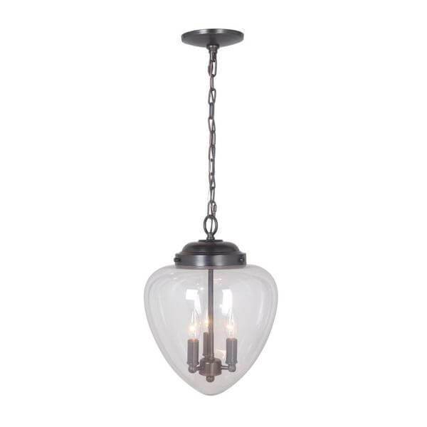 Hardwired Pendant Series 3-Lights Brushed Bronze Mini Chandelier with Clear Shade Damaged Box-Lighting-Tool Mart Inc.