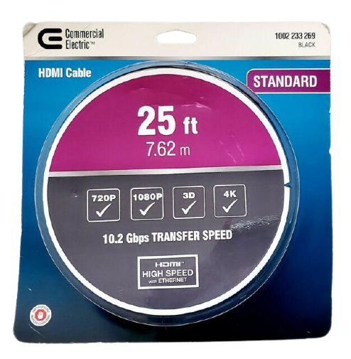 Commercial Electric 25 Foot HDMI Cable Damaged Box