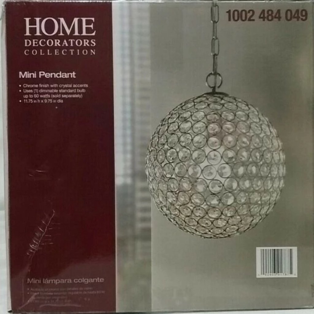 Home Decorators Collection 1-Light Crystal Chrome Mini-Pendant Damaged Box-light-Tool Mart Inc.