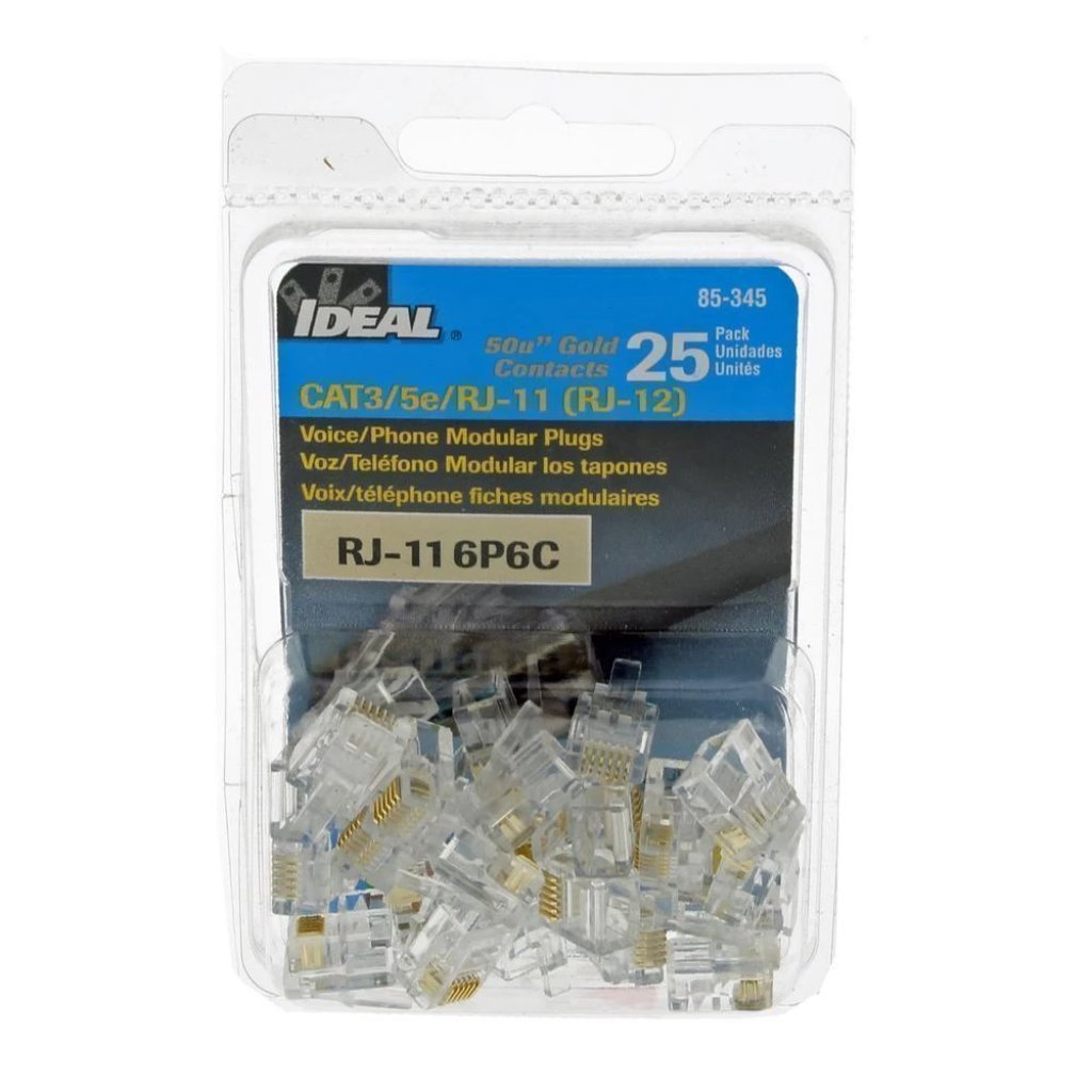 Ideal RJ11 6P6C Modular Plugs (25-Pack) Damaged Box-electrical-Tool Mart Inc.