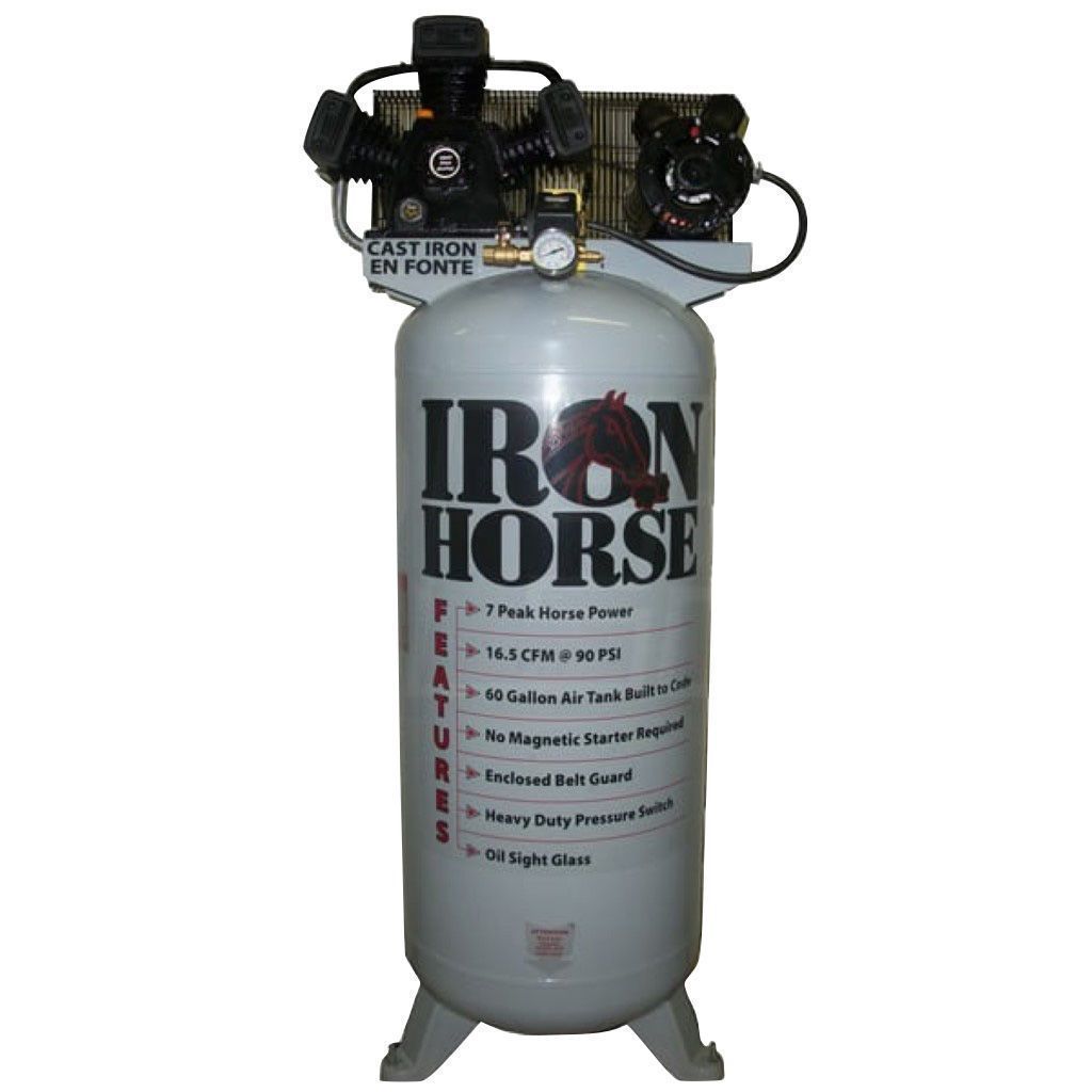 Iron Horse 5 HP 60 Single Stage Gallon Air Compressor(208/230v-1 Phase)-iron horse air compressors-Tool Mart Inc.