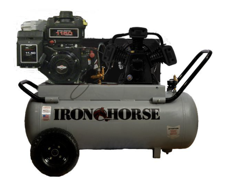 Iron Horse Air Compressor 8 Horse Power Briggs And Stratton Engine 25 Gallon Tank-iron horse air compressors-Tool Mart Inc.