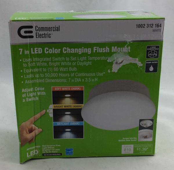 Lightbulb Replacement 7 in. Round 60-Watt Equivalent White Integrated LED Flush Mount with Color Changing Feature Damaged Box-Lighting-Tool Mart Inc.