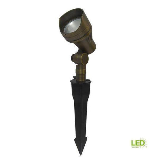 Low-Voltage 7-Watt Brass Outdoor Integrated LED 2700K Warm White Landscape Flood Light Damaged Box-landscape, garden, & paths lights-Tool Mart Inc.