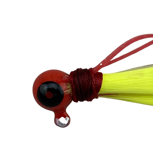 1 4 oz Paps Hair Jig 5 Pack Red Head Yellow Tail
