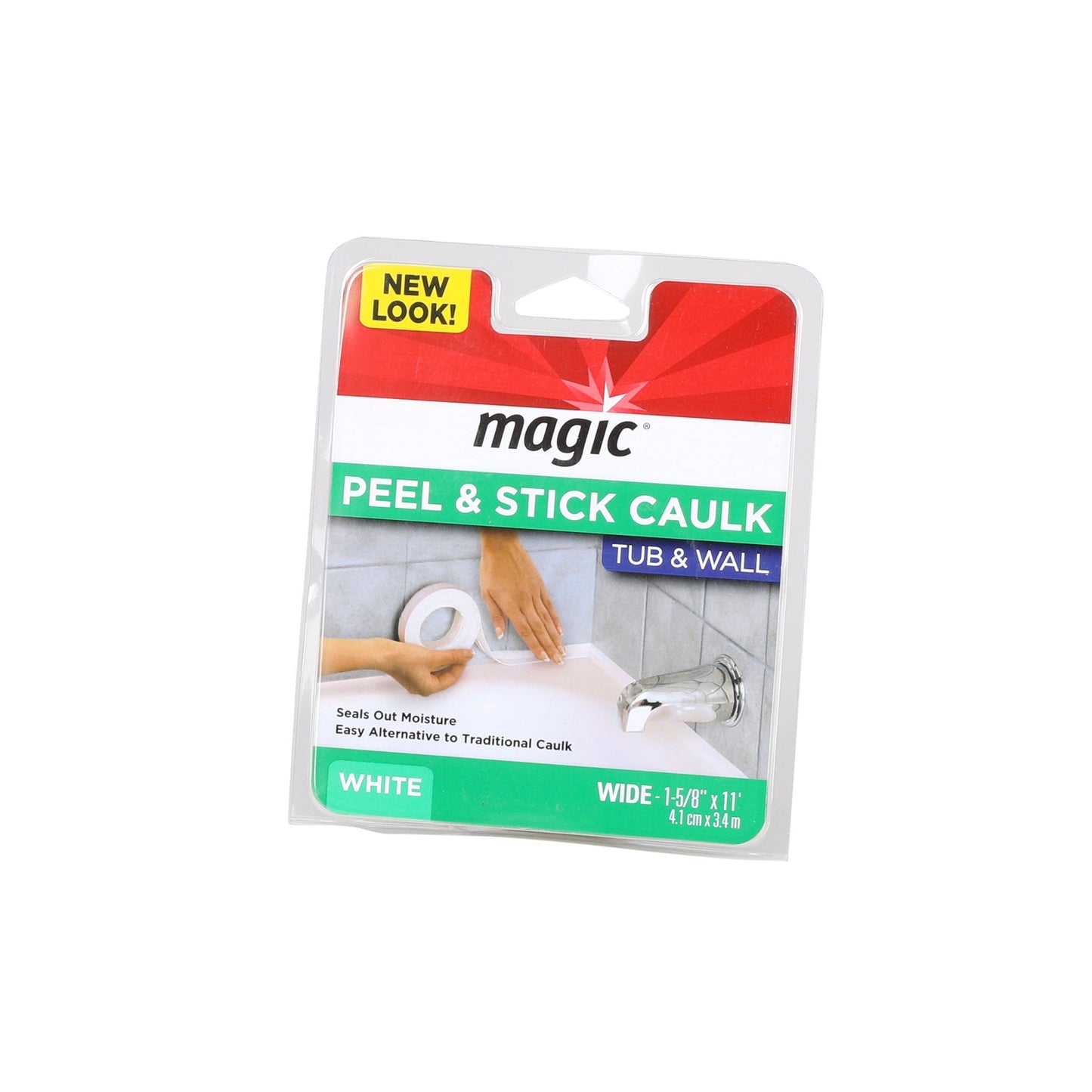 Magic 1-5/8 in. x 11 ft. Tub and Wall, Peel and Stick Caulk Strip in White Damaged Box