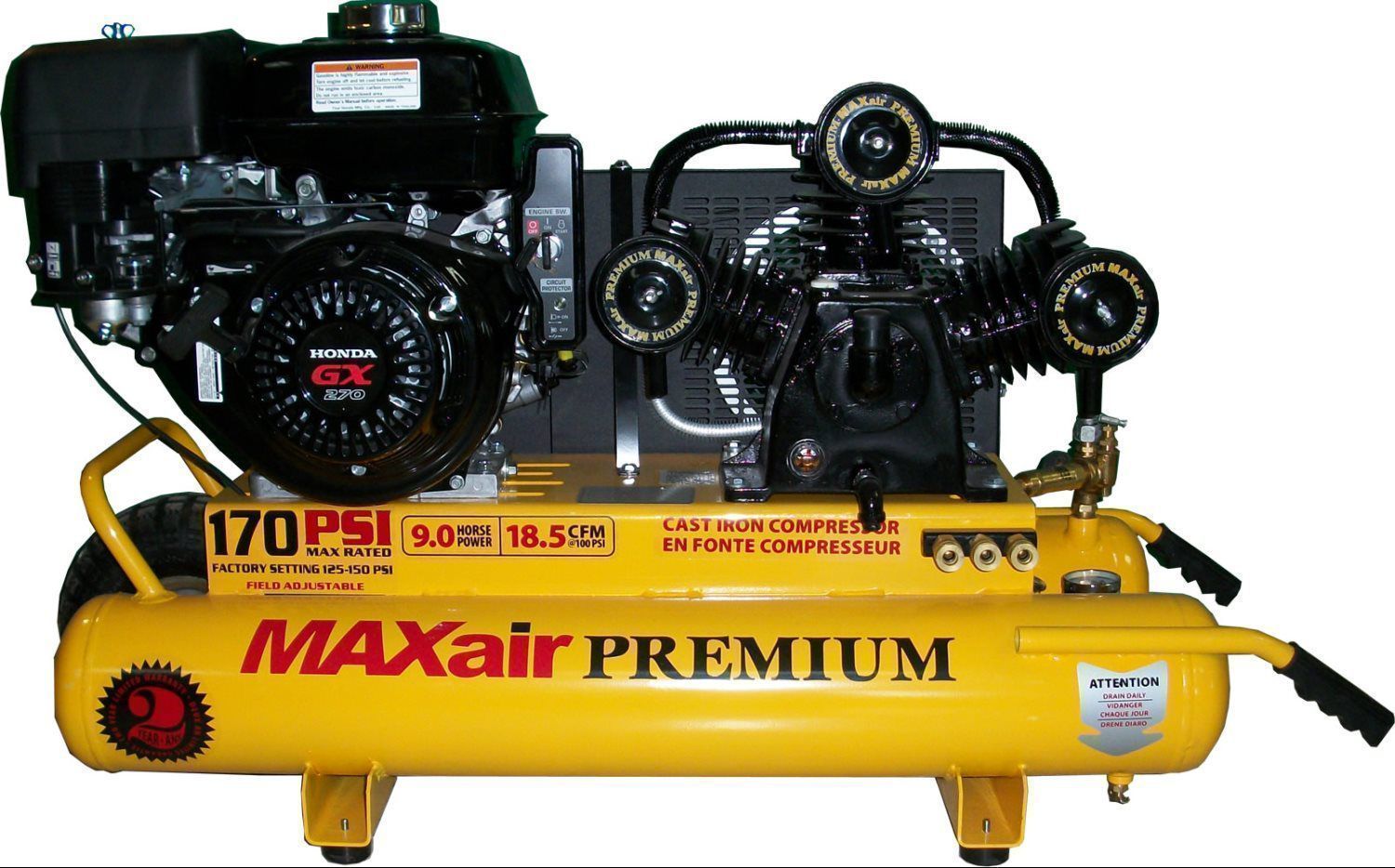 Max-Air 9HP Honda Electric Start-max air air compressors-Tool Mart Inc.