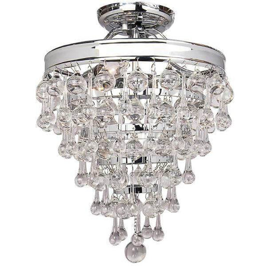 Milton 3-Light Chrome Crystal Semi-Flush Mount Damaged Box-Lighting-Tool Mart Inc.