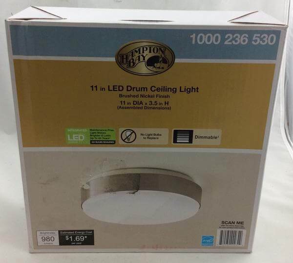 Modern Style 11 in. Round Brushed Nickel 100 Watt Equivalent Integrated LED Flushmount (Bright/Cool White, Dimmable) Damaged Box-Lighting-Tool Mart Inc.