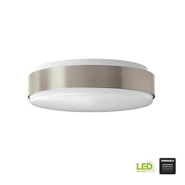 Modern Style 11 in. Round Brushed Nickel 100 Watt Equivalent Integrated LED Flushmount (Bright/Cool White, Dimmable) Damaged Box-Lighting-Tool Mart Inc.