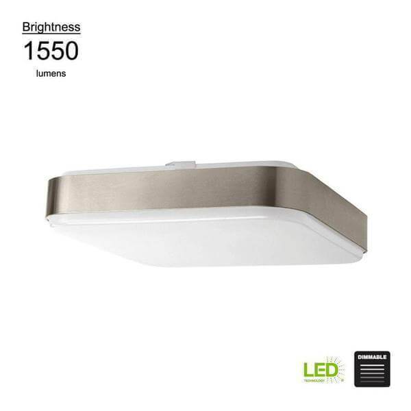 Modern Style 14 in. Square Brushed Nickel 100 Watt Equivalent Integrated LED Flush Mount (Bright/Cool White, Dimmable) Damaged Box-Lighting-Tool Mart Inc.