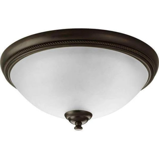Pavilion Collection 15 in. 2-Light Antique Bronze Flush Mount with Etched Watermark Glass Bowl Damaged Box-Lighting-Tool Mart Inc.