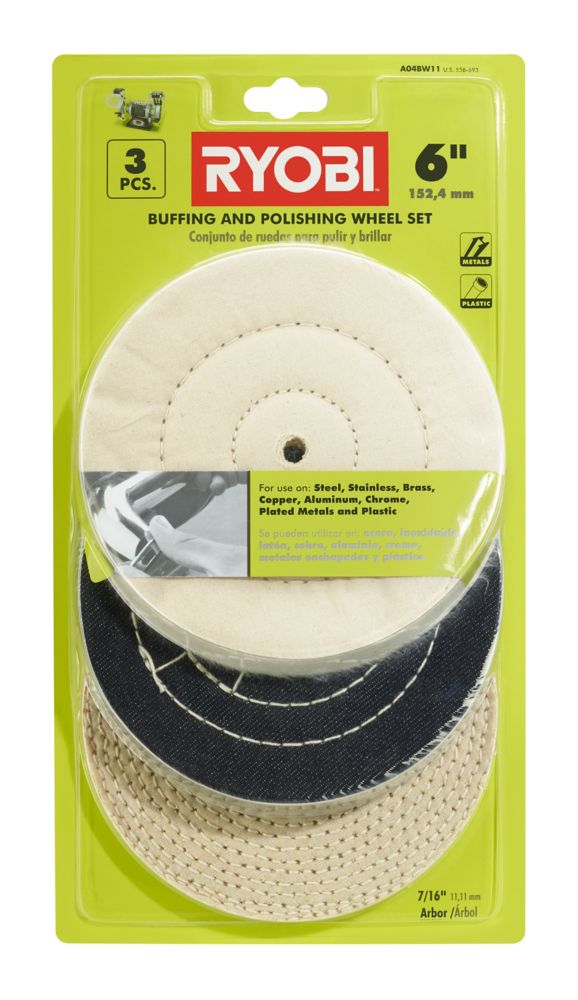 Ryobi 6 in. Buffing Wheel Set (3-Piece)- DAMAGED BOX