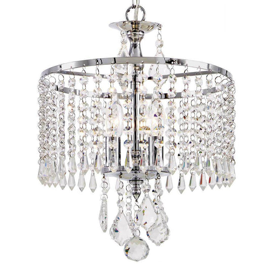 Polished chrome chandelier with crystal dangles damaged box-light-Tool Mart Inc.