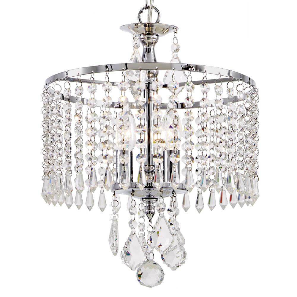 Polished chrome mini-chandelier with hanging crystals damaged box-Lighting-Tool Mart Inc.
