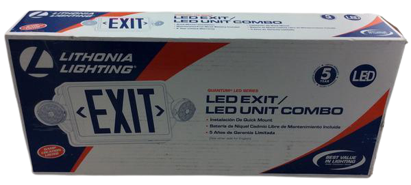 Quantum 2 Light LED Polycarbonate Emergency Exit Sign Fixture Unit Combo Damaged Box