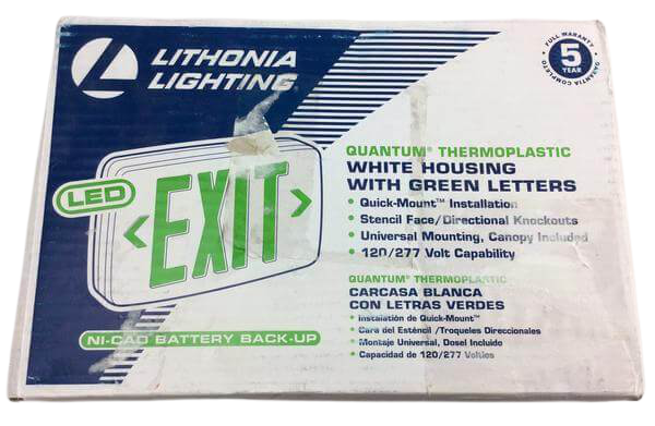 Quantum Thermoplastic LED Emergency Exit Sign Damaged Box
