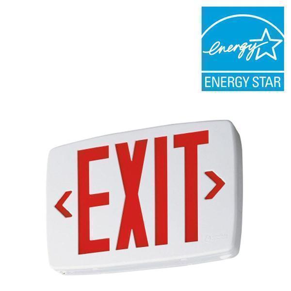 Quantum Thermoplastic White Integrated LED Emergency Exit Sign with Stencil-Faced Housing and Red Letters Damaged Box-signs-Tool Mart Inc.