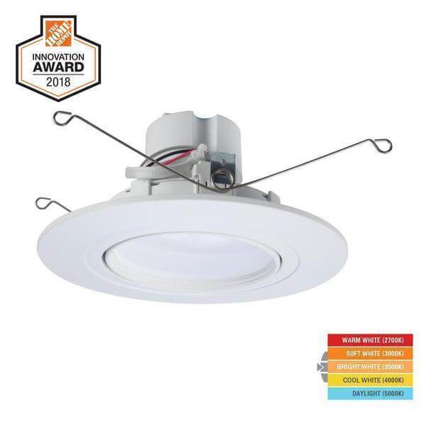 RA 5 and 6 in. White Integrated LED Recessed Light Adjustable Gimbal Retrofit Trim with Selectable CCT (2700K-5000K) Damaged Box-recessed fixtures-Tool Mart Inc.