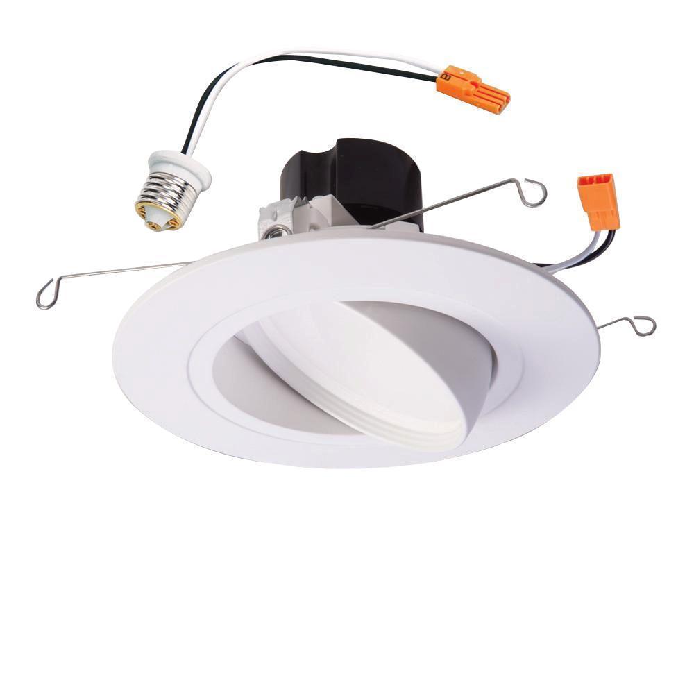 RA 5 Inch and 6 Inch White Integrated LED Recessed Ceiling Light Fixture Adjustable Gimbal Trim 90 CRI, 3000K Soft White Damaged Box-recessed fixtures-Tool Mart Inc.