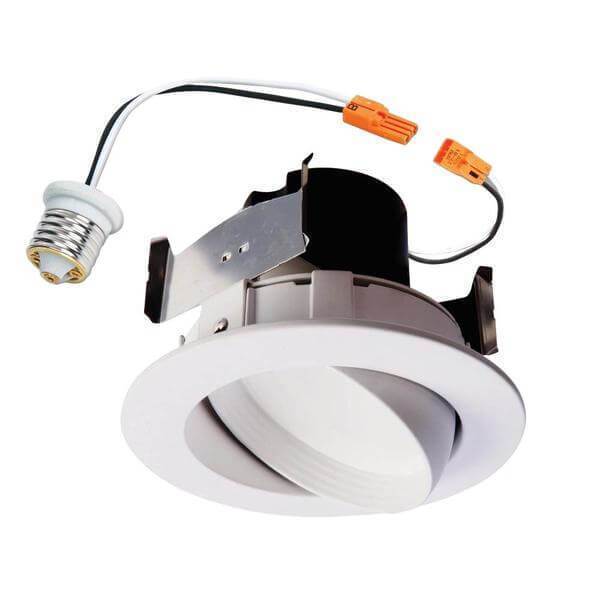 RA four inch white integrated LED HALO recessed ceiling light fixture adjustable gimbal retrofit trim *Damaged box*-recessed fixtures-Tool Mart Inc.