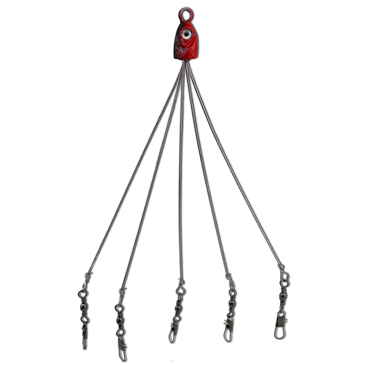Paps Umbrella Fishing Rig 2 Pack 5 Hook Red